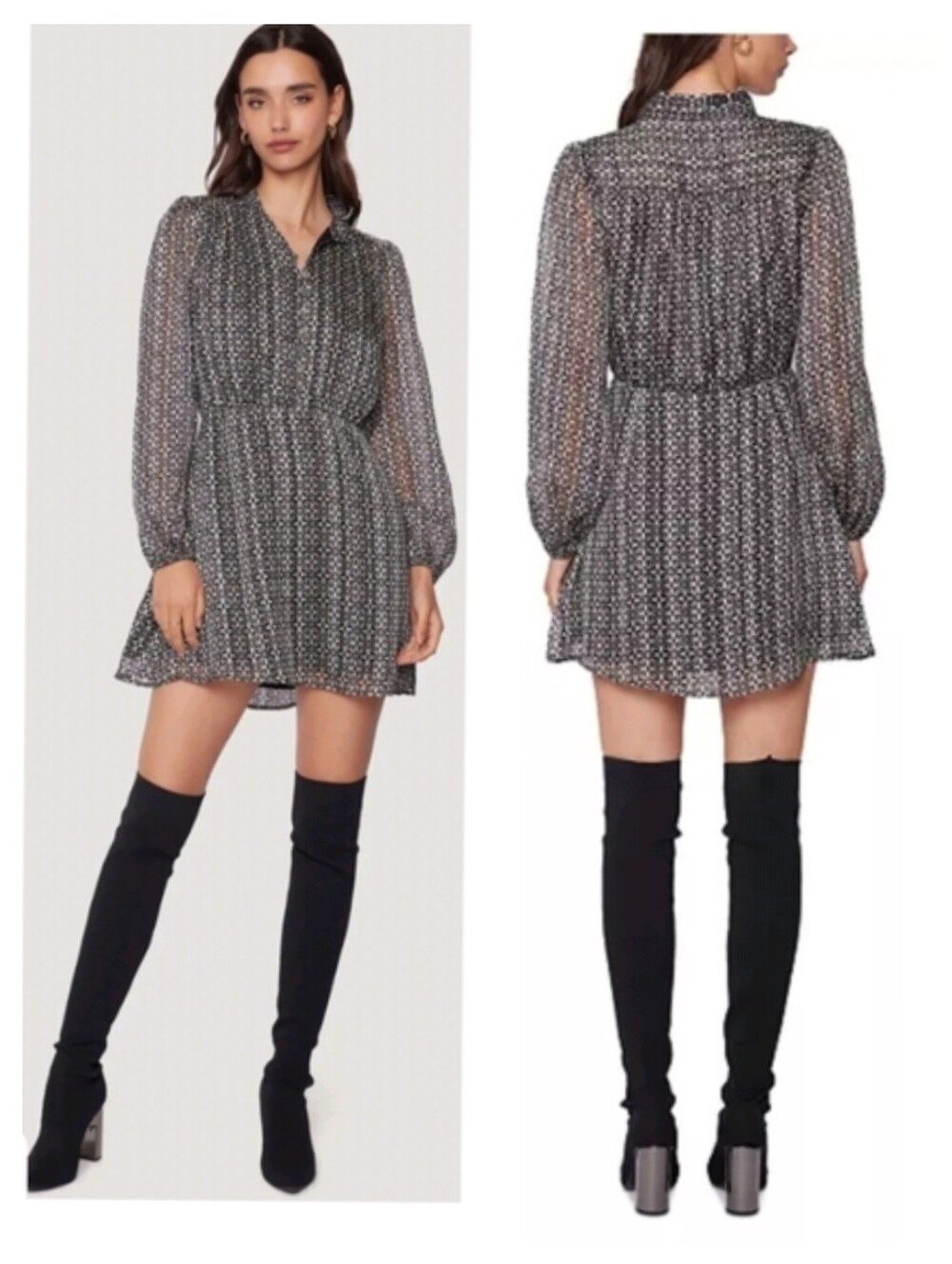 Lost + Wonder Elegant Black and White Long Sleeve Dress